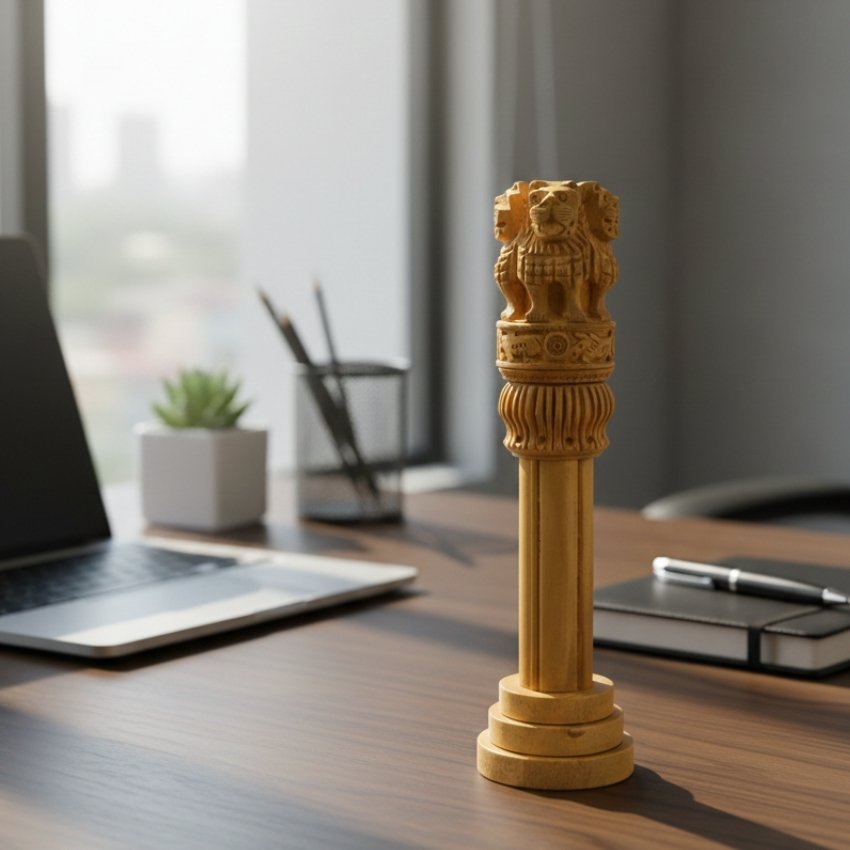 premium quality hand carved wooden ashoka stambh national emblem showpiece – 6 inch premium quality hand carved wooden ashoka stambh national emblem showpiece – 6 inch