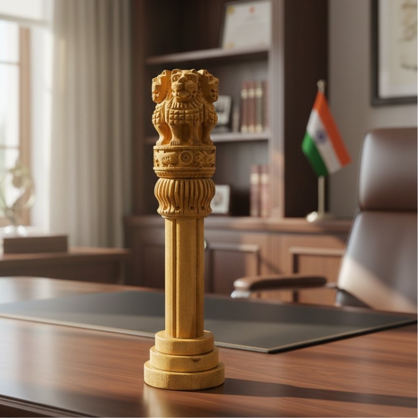 premium quality hand carved wooden ashoka stambh national emblem showpiece – 6 inch premium quality hand carved wooden ashoka stambh national emblem showpiece – 6 inch