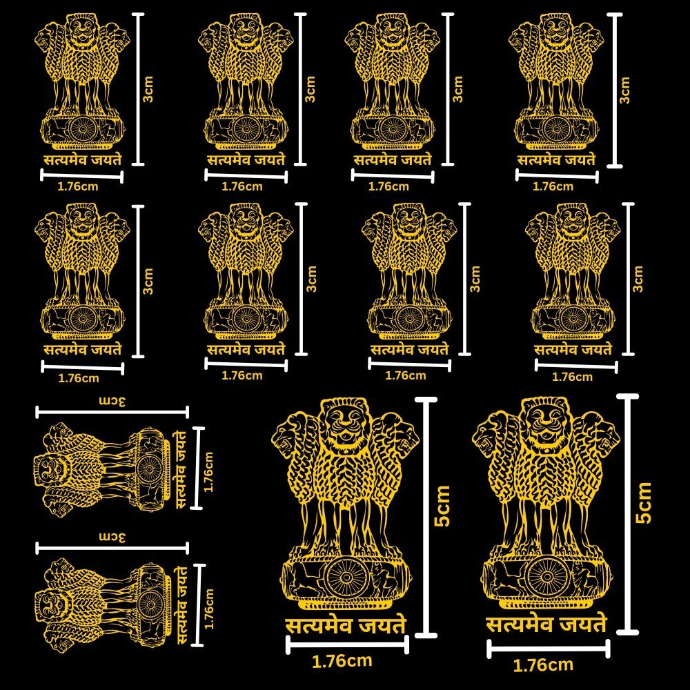 premium quality 24k gold plated ashoka emblem metal stickers – pack of 12 premium quality 24k gold plated ashoka emblem metal stickers – pack of 12