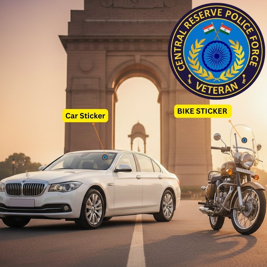 crpf officer veteran cap & car–bike sticker combo crpf officer veteran cap & car–bike sticker combo