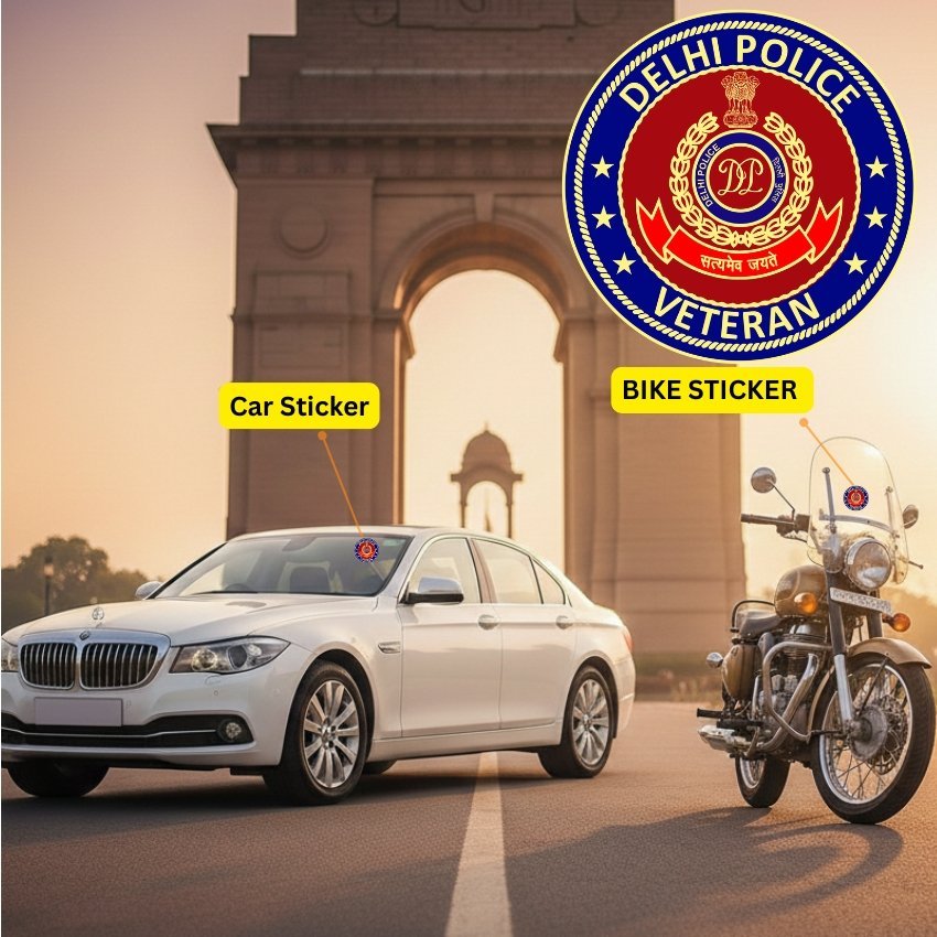premium quality delhi police veteran car & bike stickers premium quality delhi police veteran car & bike stickers