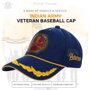 Indian Army Officers' Veteran Baseball Cap (Blue Color) - Premium Quality